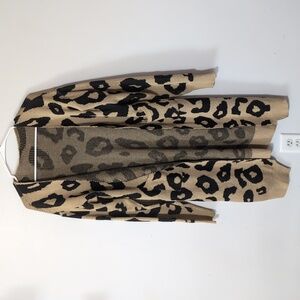 Animal Print Long Cardigan Sweater